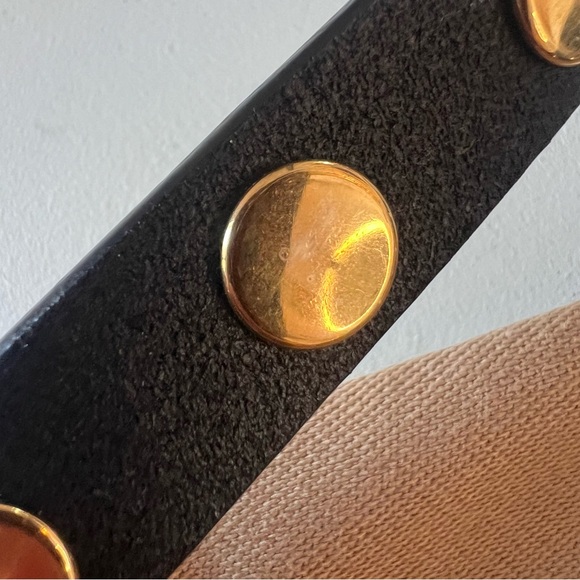 BURBERRY Studded Black Leather Gold Stud Wrap Belt Long Designer Statement Belt - Picture 8 of 14